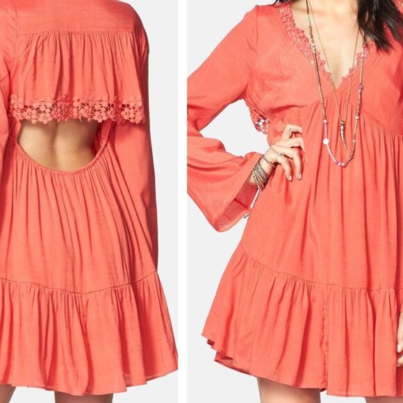 Free People Gentle Dreamer Dress Womens S Burnt Orange Open Back Lined Boho - Picture 1 of 16